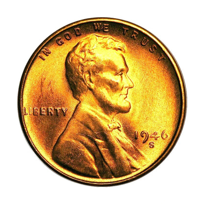 ✅  1946 P/D/S BU Uncirculated 3 COIN SET Lincoln Wheat Cents Choice RED Beauties