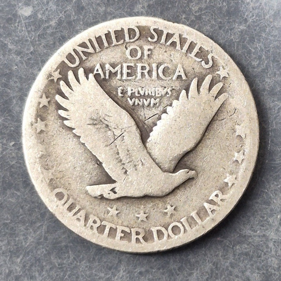 1925 P Standing Liberty Quarter 90% Silver VG Full Date First Year Recessed Date