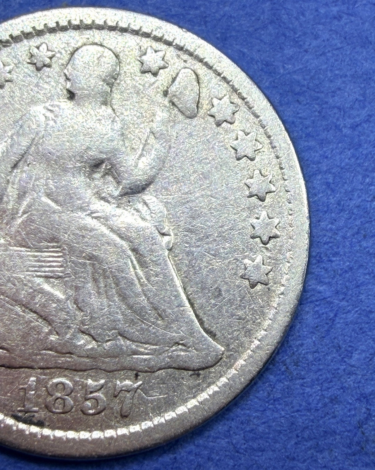 1857 Seated Liberty Half Dime H10C 90% Silver F Fine Pre Civil War Type Coin