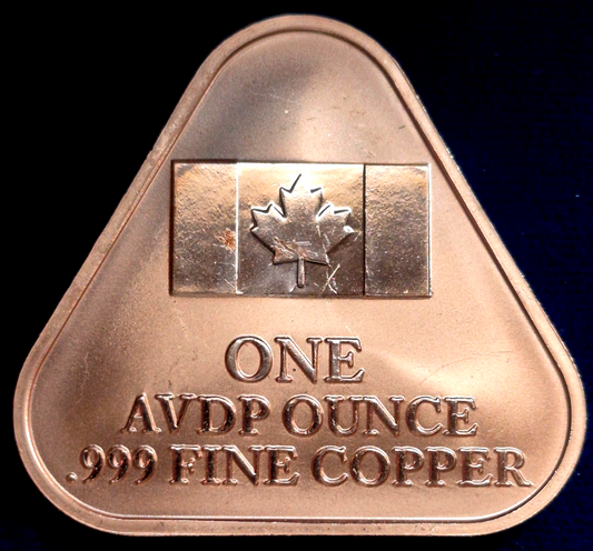 2024 1oz Triangular Colorized Canadian Maple Leaf Copper Bars (Beautiful)