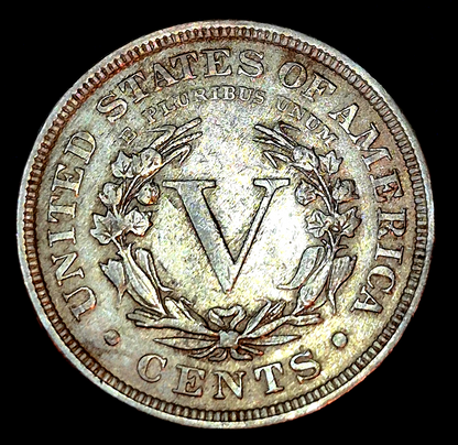 1890 Liberty V Nickel Very Nice Eye Appeal Rainbow Toned Strong XF+ Features 5C