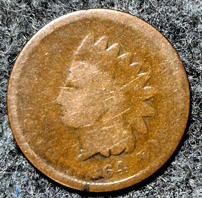 1864 Indian Head Cent Penny AG or Less Features, Hole Filler, Coin Pictured 1C