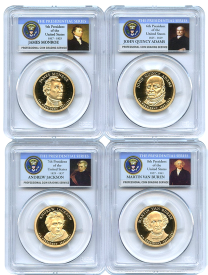 ✅ 2008 S Presidential Dollars 4 Coin Set PCGS PR69DCAM  Jackson, Adams, Monroe