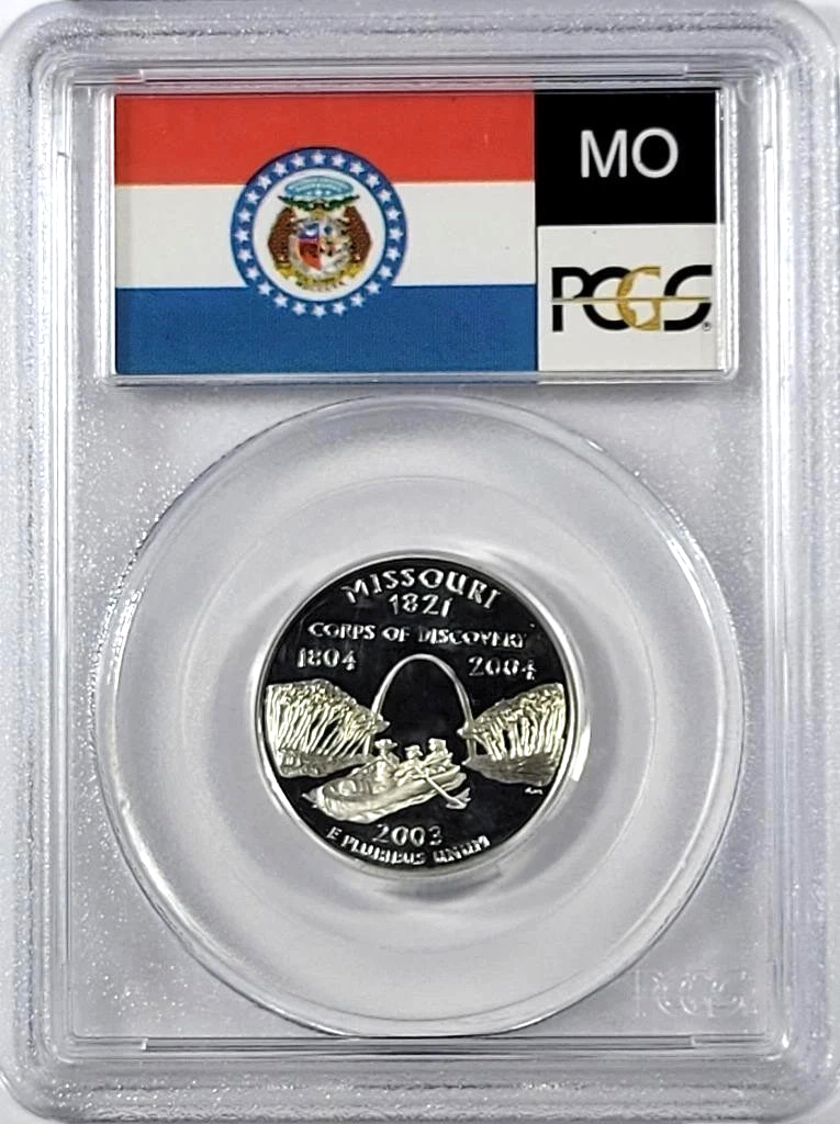 ✅ 2003-S Missouri 90% SILVER Washington Quarter ~ PCGS PR69DCAM State Flag Label