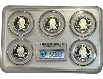 2005-S 5 Piece Silver Quarter Proof Set PCGS PR69DCAM 90% SILVER Special Label