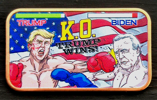 Lot of (12) 1 OZ Trump Colorized .999 Copper Bars, W/Tube, KO TRUMP WINS
