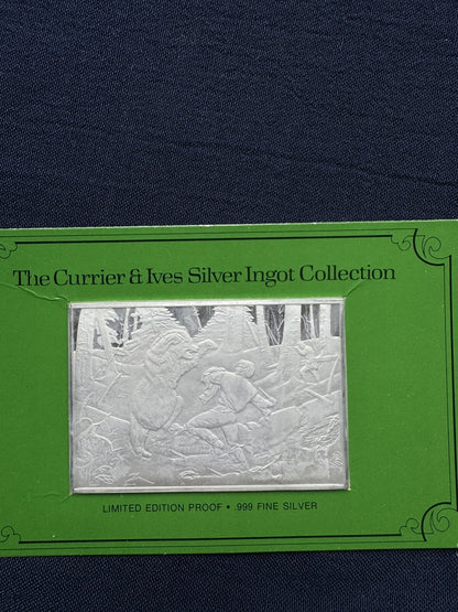 33.33 ozt .999 Fine Silver The Currier & Ives Silver Ingots 1038.G Franklin Mint