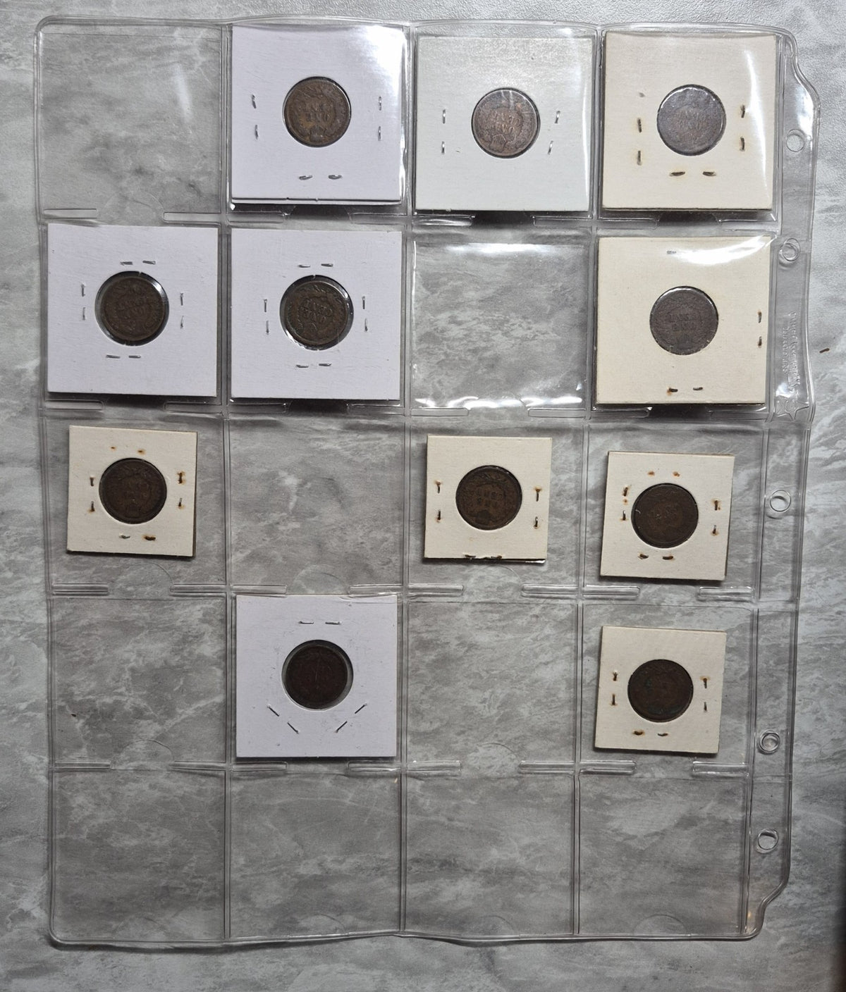 Lot of 11 Indian Head Cents 1897-1907 Vintage 2x2 Flips Old Collection 1C Penny