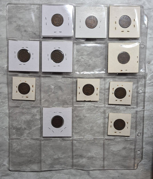 Lot of 11 Indian Head Cents 1897-1907 Vintage 2x2 Flips Old Collection 1C Penny