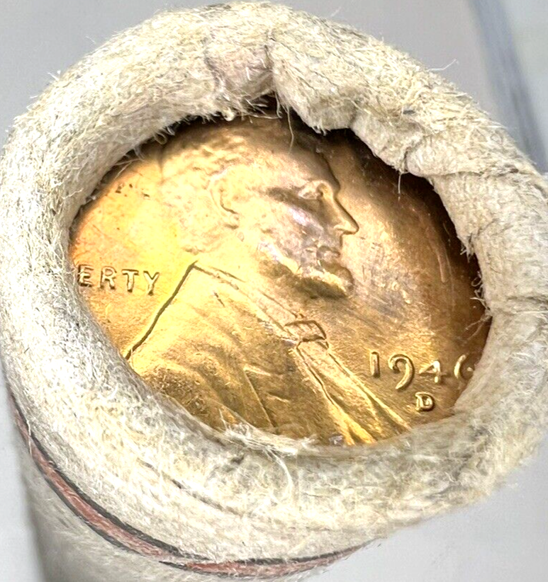 ✅ 1946 D Lincoln Wheat Cent GEM BU 1c BRILLIANT UNCIRCULATED From OBW Roll