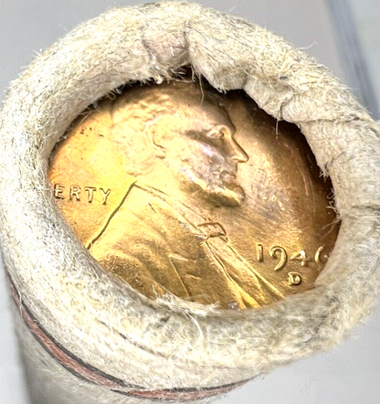 ✅ 1946 D Lincoln Wheat Cent GEM BU 1c BRILLIANT UNCIRCULATED From OBW Roll
