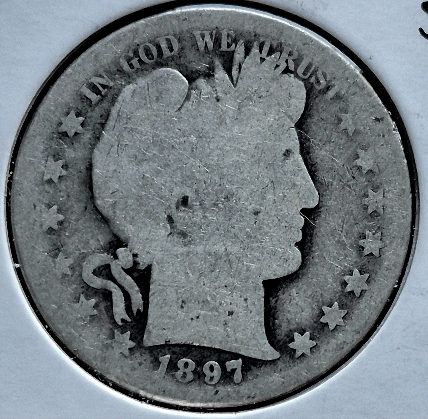 1897 S Barber 90% Silver Half Dollar AG About Good 50c Coin Scarce Collectable