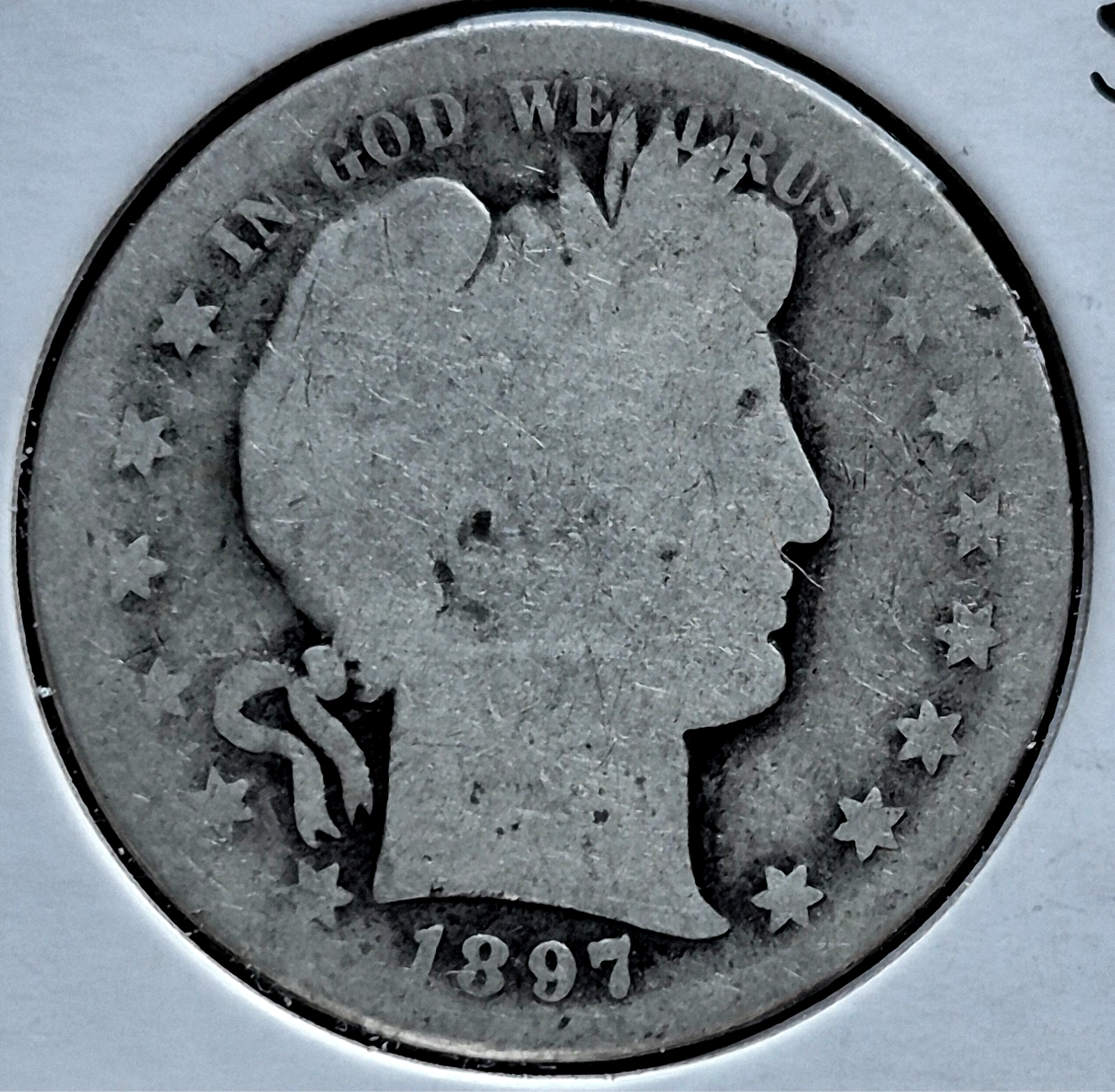 1897 S Barber 90% Silver Half Dollar AG About Good 50c Coin Scarce Collectable