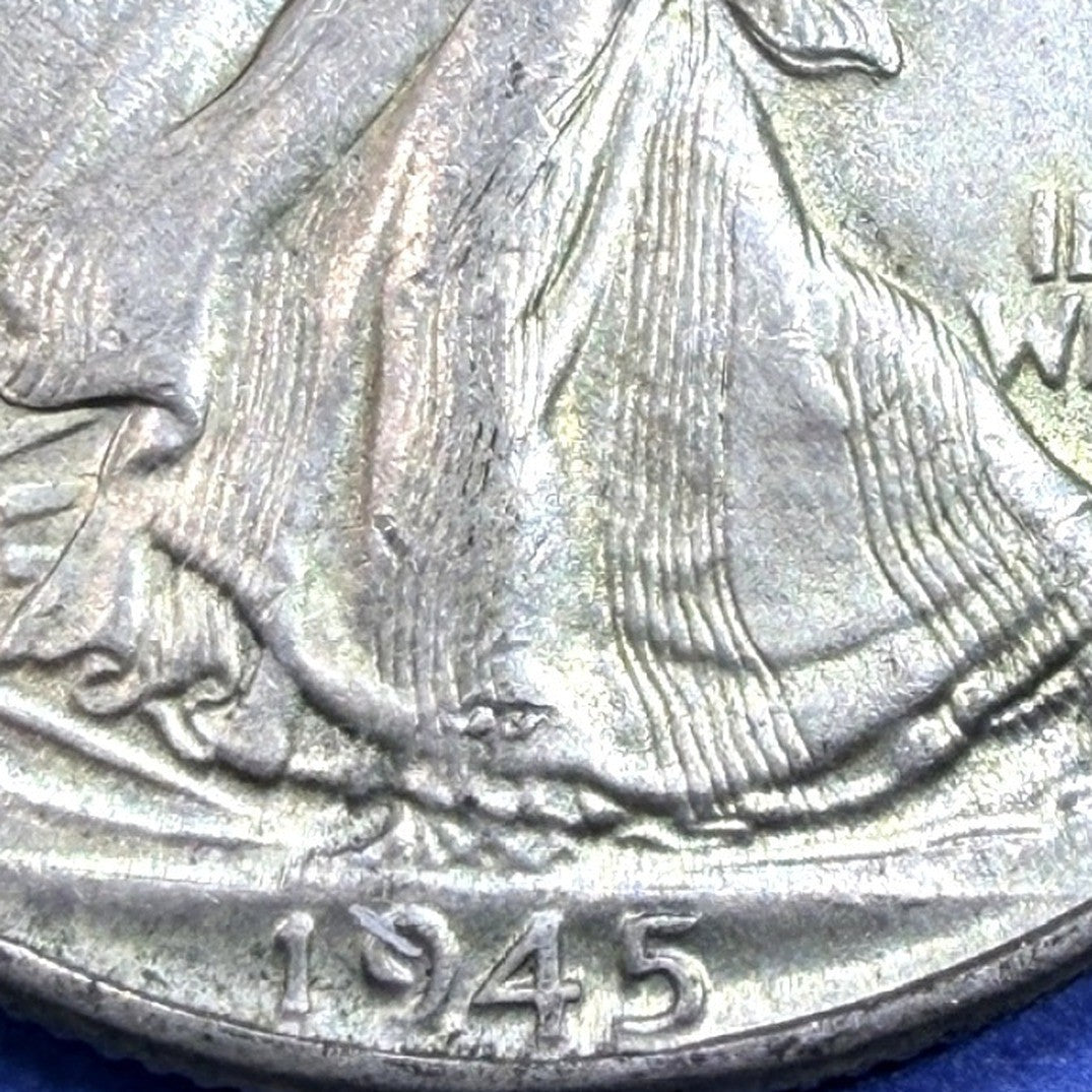 1945 Walking Liberty Half Dollar 50C AU About Uncirculated 90% Silver WWII Coin