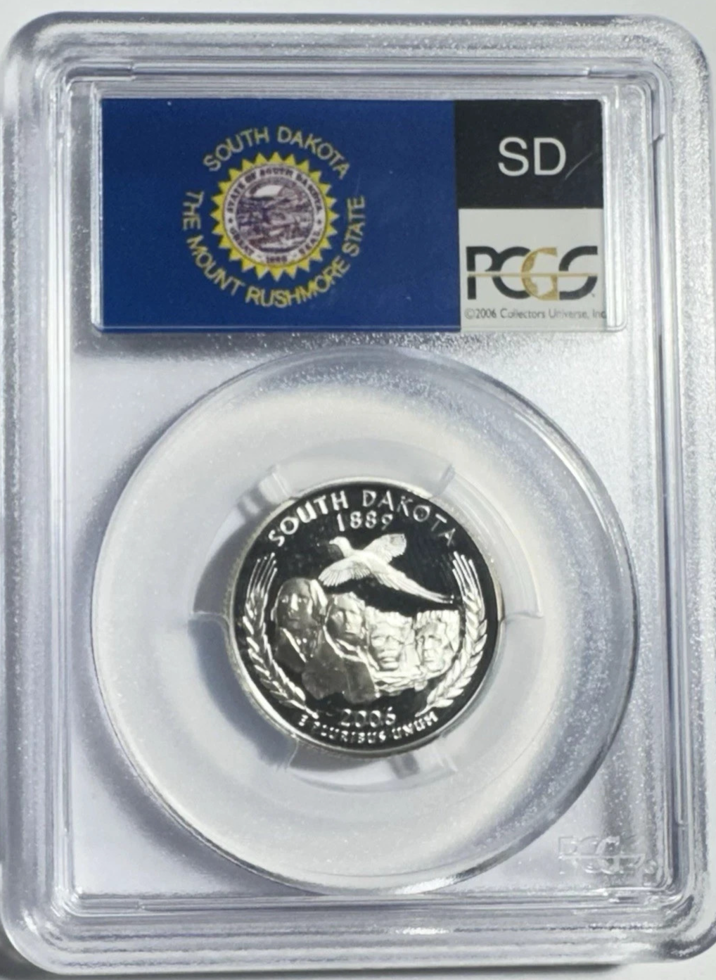 ✅ 2006-S  South Dakota 90% SILVER Quarter ~ PCGS PR69DCAM State Flag Label