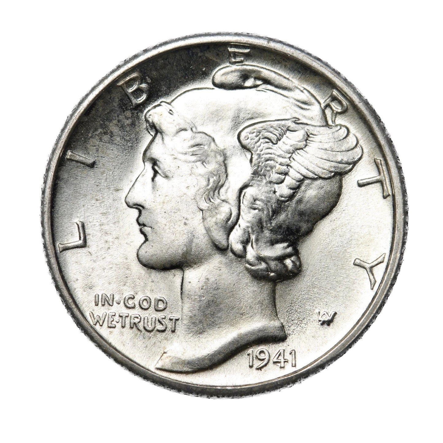1941 D Mercury Dime BU Brilliant Uncirculated 90% Silver 10c FSB White Coin