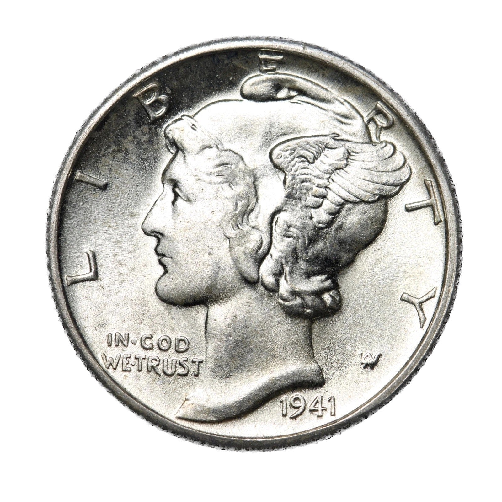 1941 D Mercury Dime BU Brilliant Uncirculated 90% Silver 10c FSB White Coin