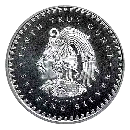 Lot Of (5) Aztec Calendar Rounds, 1/10 oz Fine .999 Silver Golden State Mint