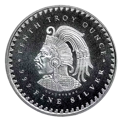 Lot Of (5) Aztec Calendar Rounds, 1/10 oz Fine .999 Silver Golden State Mint