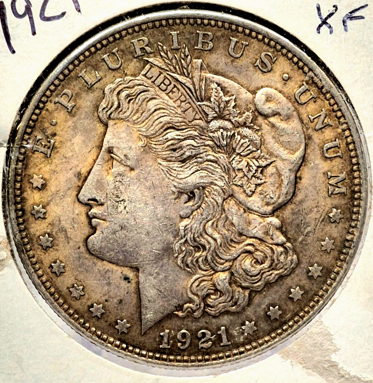 1921 Morgan Silver Dollar $1 90% Silver Crisp AU+ Features Handsomely Toned