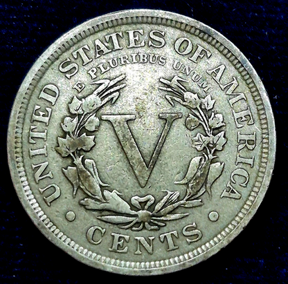 1901 Liberty "V" Nickel Real Nice VF+ Features, Yr of US Steel, Teddy Roosevelt