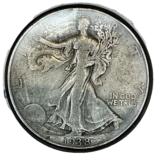1938 D Denver Mint Walking Liberty 90% Silver Half Dollar Key Date Coin