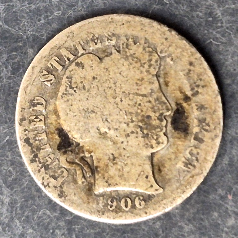 1906-D Barber Dime 10C First Year Denver Mint 90% Silver Liberty Head Good