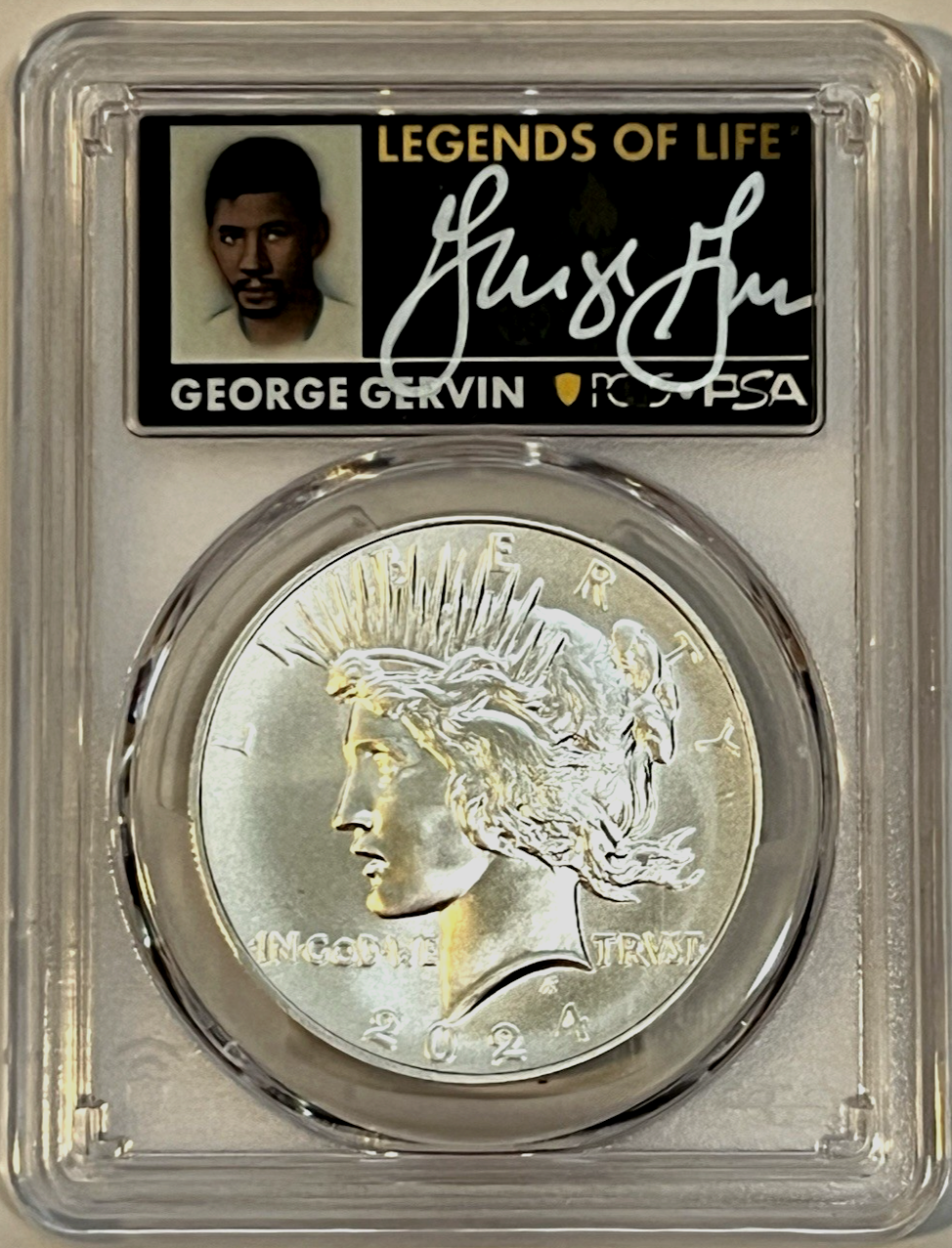 2024 Peace .999 Silver Dollar PCGS MS70 ADVANCED RELEASE George Gervin Pop of 5