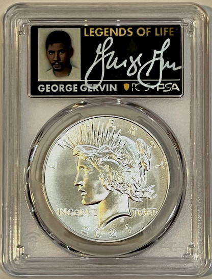 2024 Peace .999 Silver Dollar PCGS MS70 ADVANCED RELEASE George Gervin Pop of 5