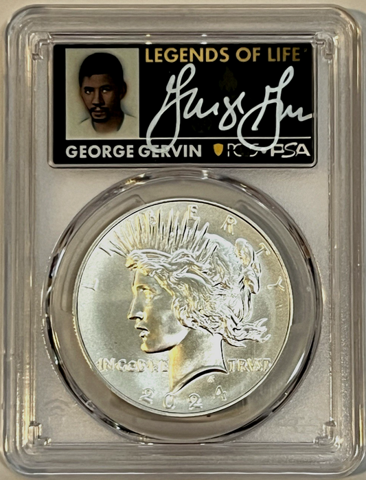 2024 Peace .999 Silver Dollar PCGS MS70 ADVANCED RELEASE George Gervin Pop of 5