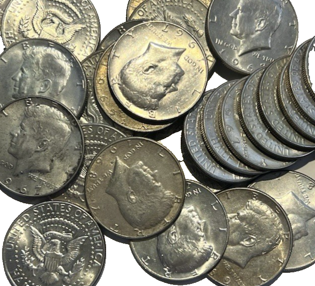 $1 Face Value - 40% Silver 1965-1970 Kennedy Half Dollars Average Circulated JFK