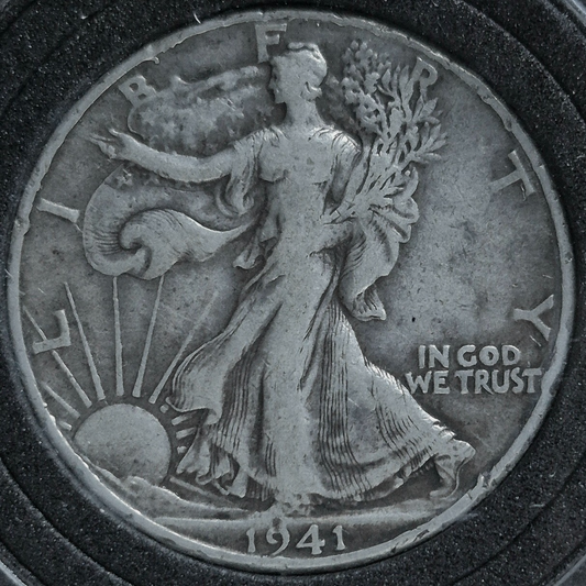 1941-D Walking Liberty Half Dollar XF+ Features 90% Silver Denver Collector Case