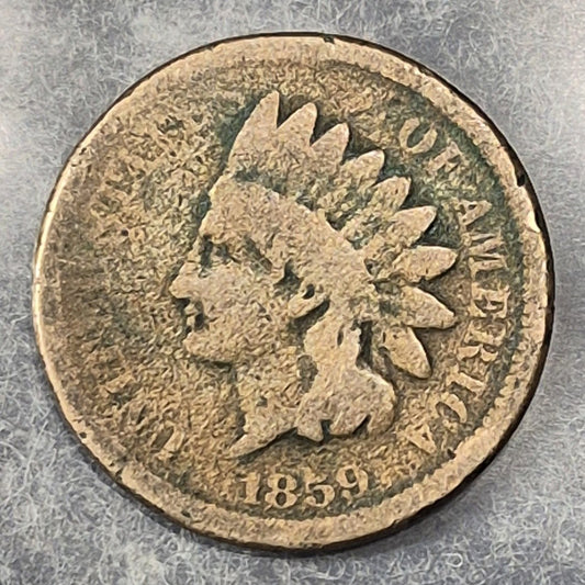 1859 Indian Head Cent 1C Copper-Nickel AG About Good Details First Year