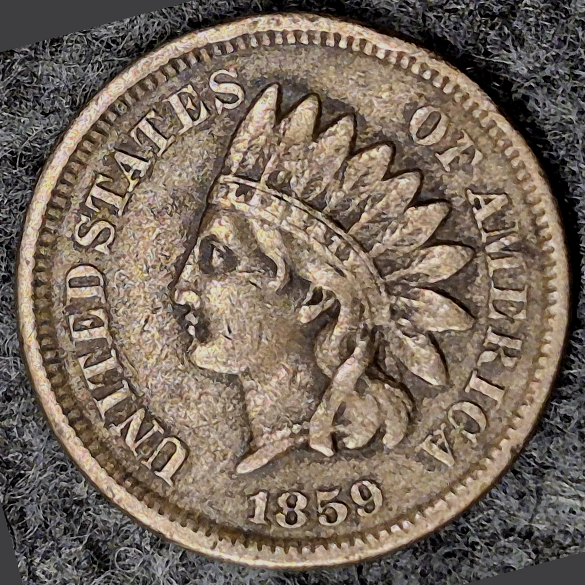 1859 Indian Head Cent Penny 1C XF Extremely Fine Copper-Nickel Laurel Wreath 1st