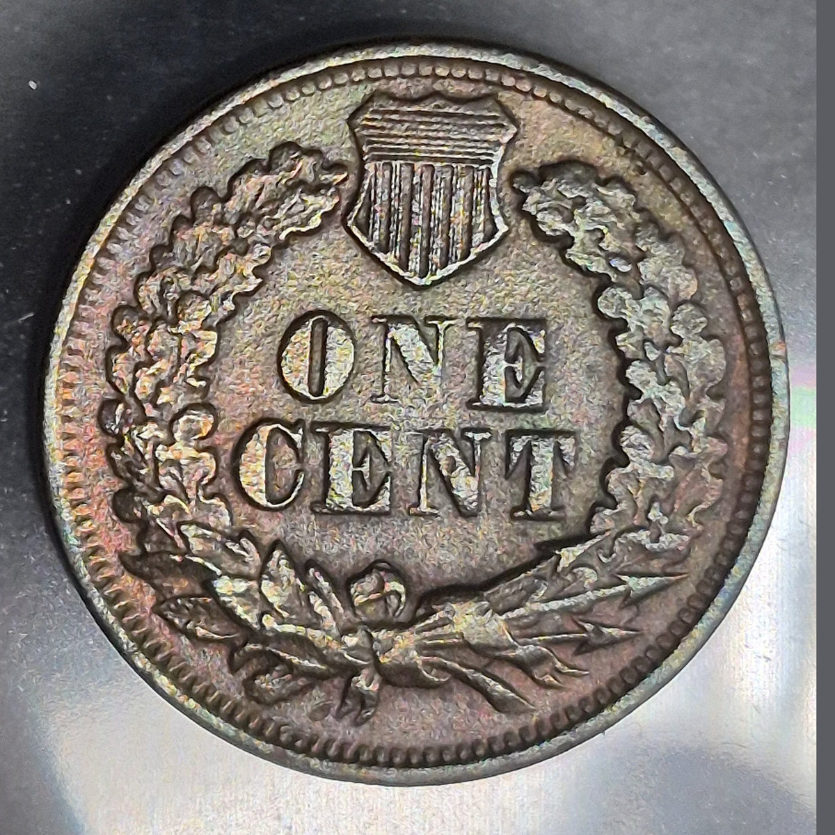 1868 Indian Head Cent Penny 1C XF+ Extremely Fine Rainbow Toned Scarce Date