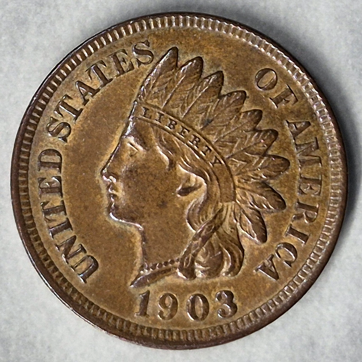 1903 Indian Head Cent Penny 1C Uncirculated BU Brown Full LIBERTY & Diamonds