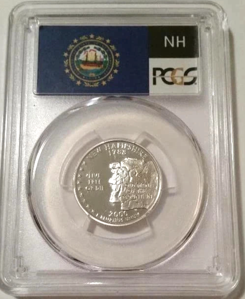 ✅ 2000-S New Hampshire 90% SILVER Washington Quarter ~ PCGS PR69DCAM State Flag