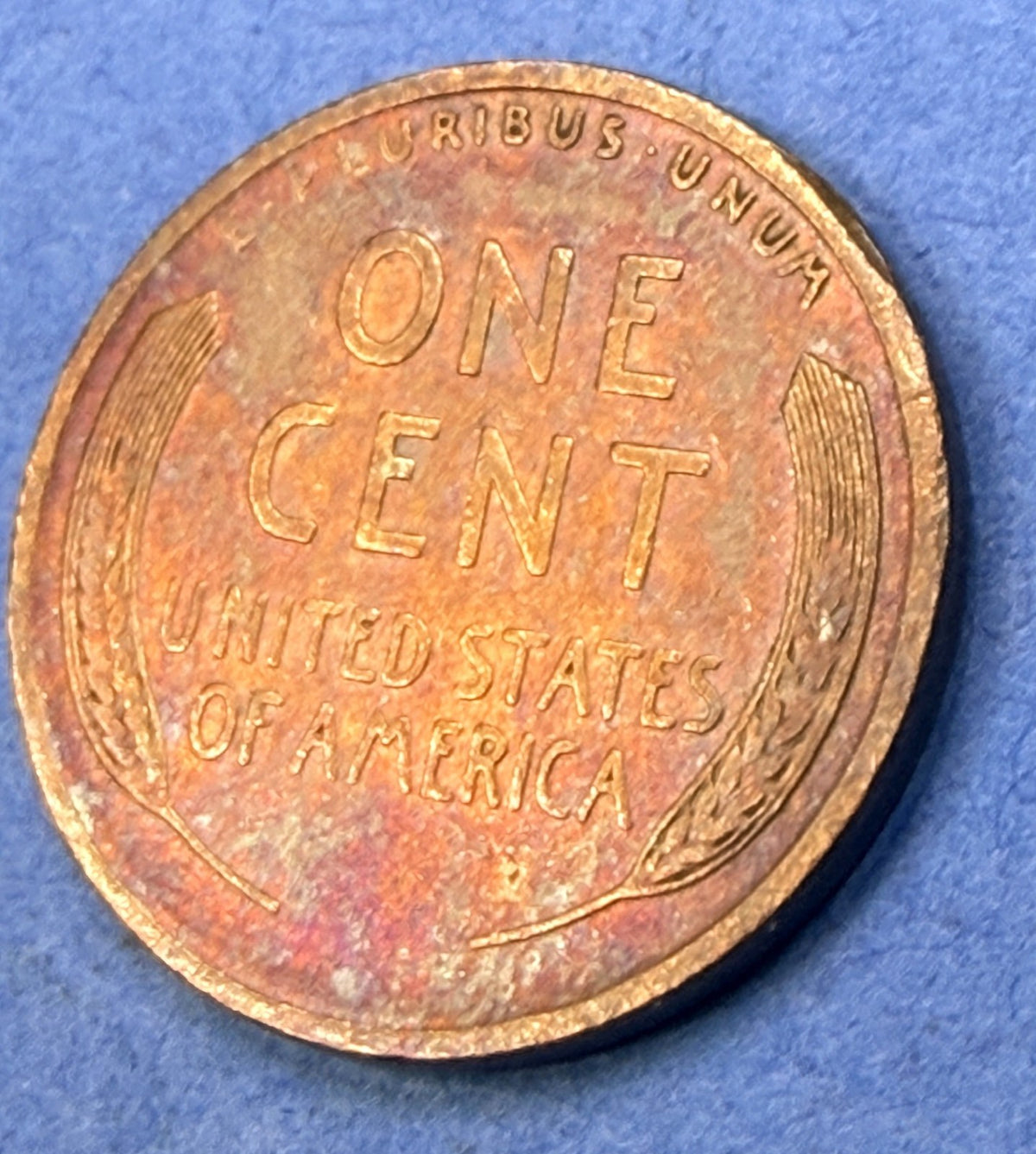 1909 Lincoln Wheat Cent 1C VF Super Toner Rose Magenta Blue Toned First Year US