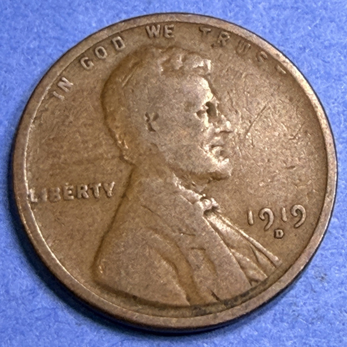 1919-D Lincoln Wheat Cent 1C XF Extremely Fine US Bronze Antique Penny Coin