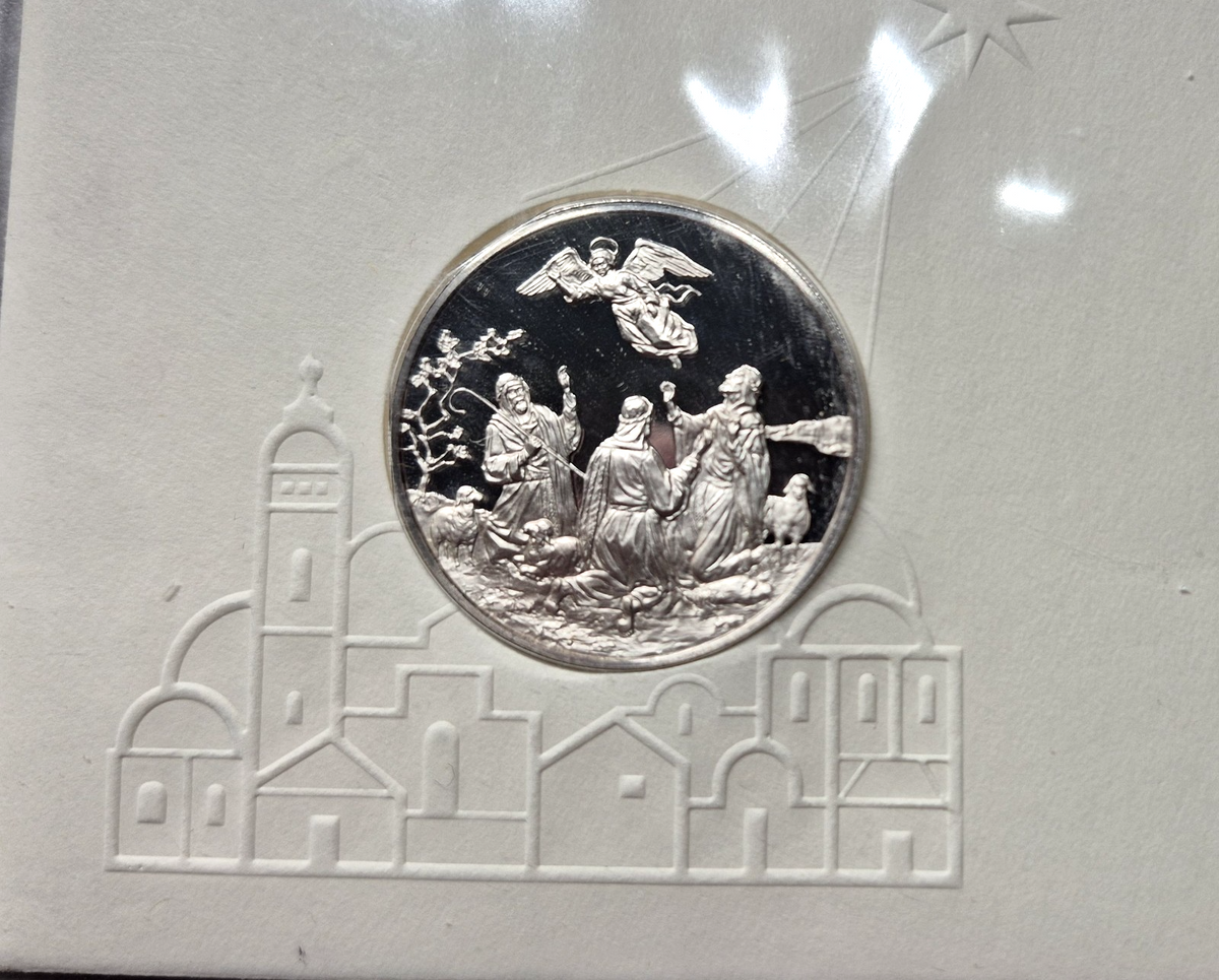1976 Postmasters of America Christmas Nativity Sterling Silver Proof Medal FDC