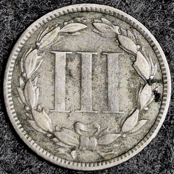 1873 Three Cent Nickel Closed 3 VF Very Fine Raw US 3C Coin