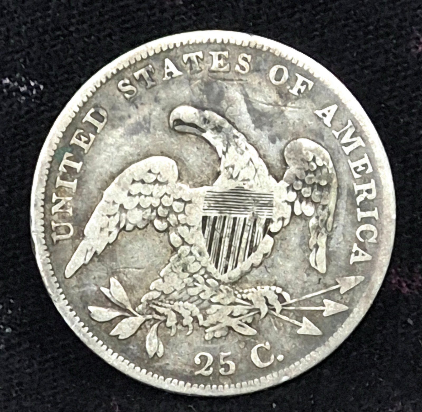1836 Capped Bust Quarter 90% Silver Type Two Full Rims Very Fine Sharp Details