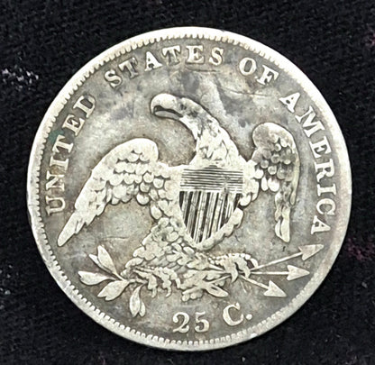 1836 Capped Bust Quarter 90% Silver Type Two Full Rims Very Fine Sharp Details
