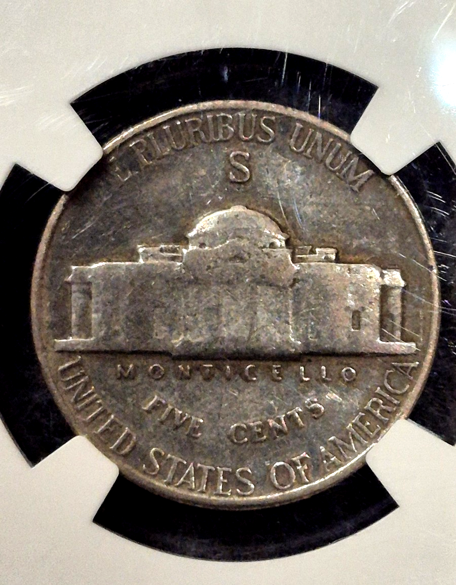 1943-S Jefferson War Nickel 5C NGC Genuine World War II Label 35% Silver