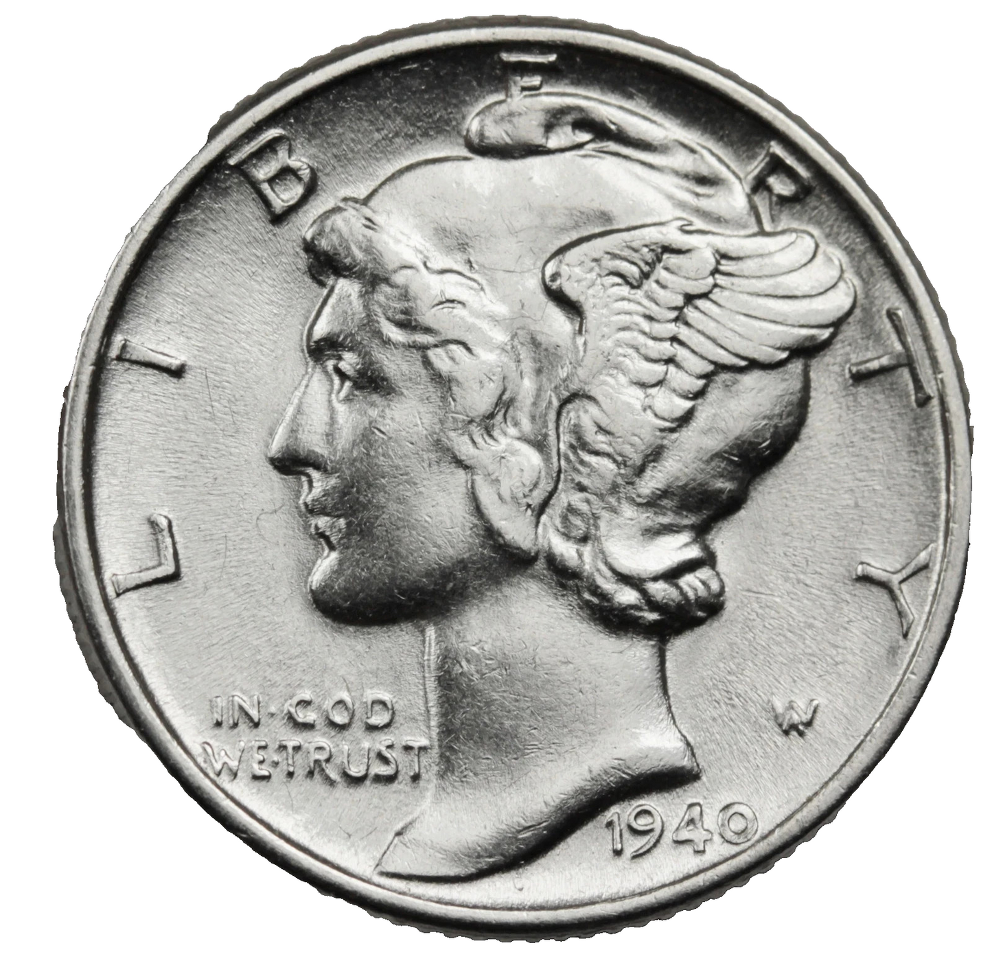1940 D Mercury Dime BU Brilliant Uncirculated 90% Silver 10c FSB White Coin