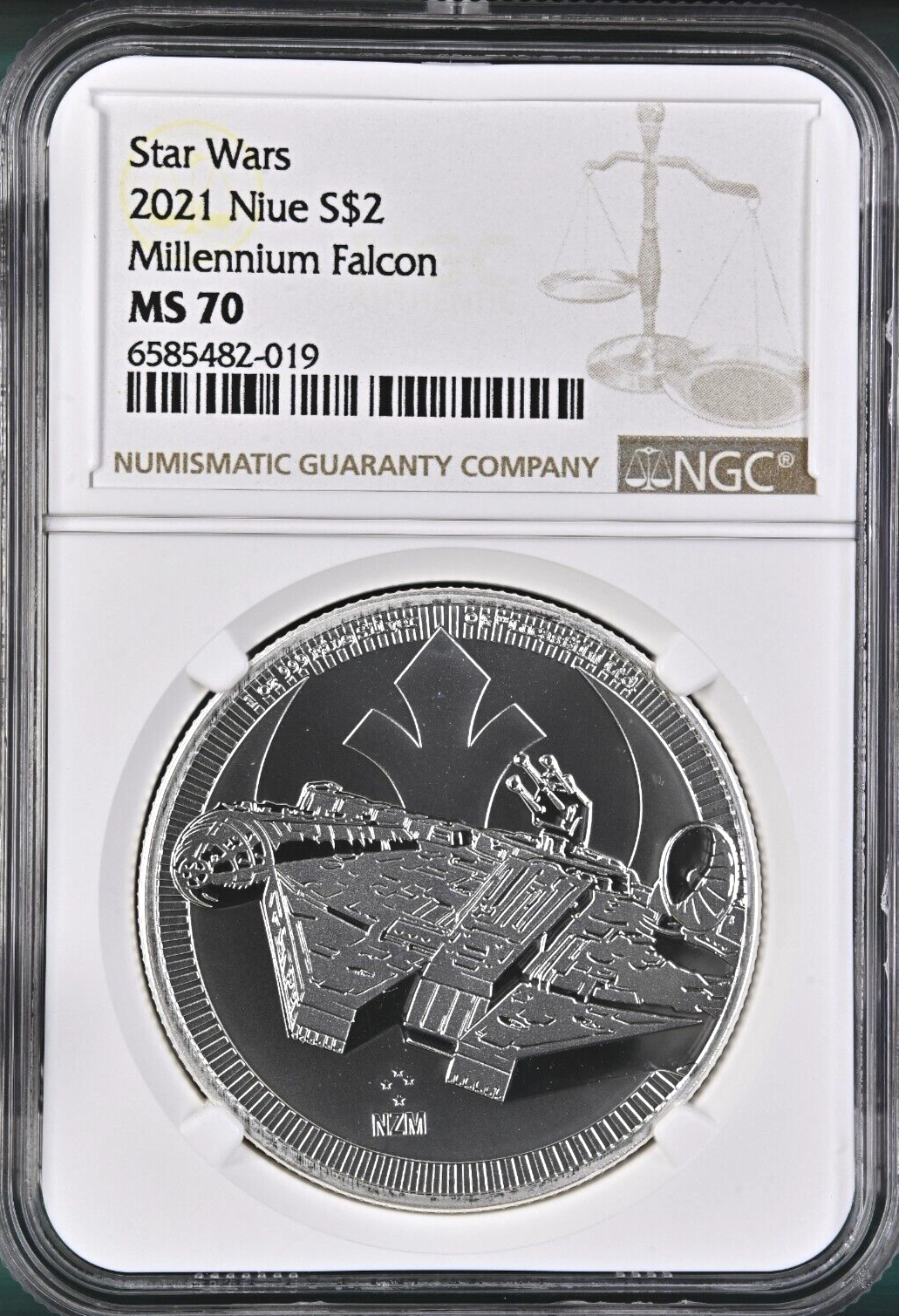 TOP POP NGC MS70 2021 $2 Niue  Star Wars: Millennium Falcon 1oz Silver Coin QEII