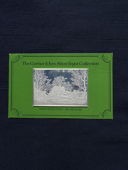 33.33 ozt .999 Fine Silver The Currier & Ives Silver Ingots 1038.G Franklin Mint