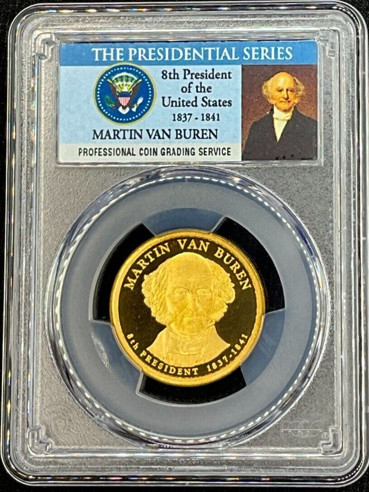 2008-S $1 Martin Van Buren PCGS PR69 DCAM Presidential Dollar Coin Photo Label