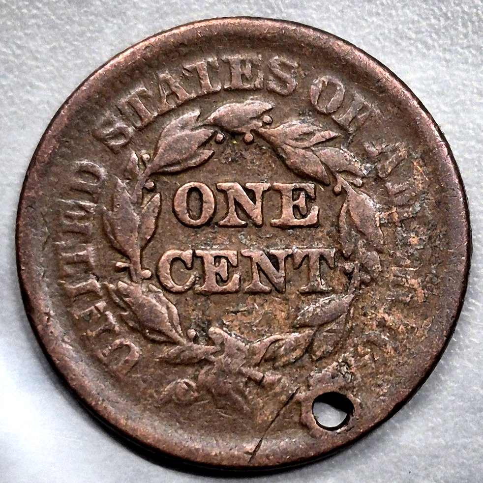 1852 Braided Hair Large Cent 1C Coronet Head Pre-Civil War US Copper Coin VG
