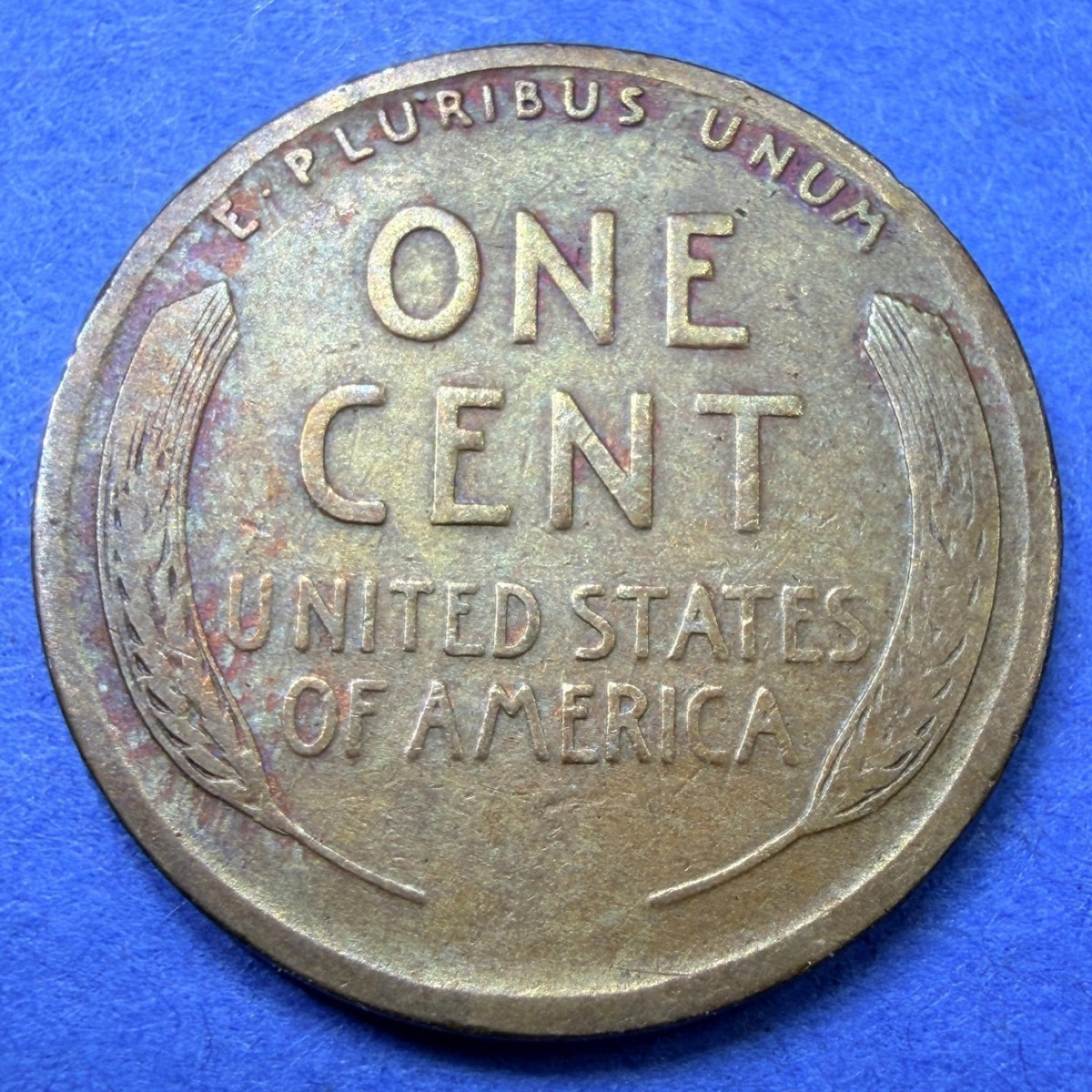1915-S Lincoln Wheat Cent 1C VF Rainbow Toned Toner Semi Key Date San Francisco